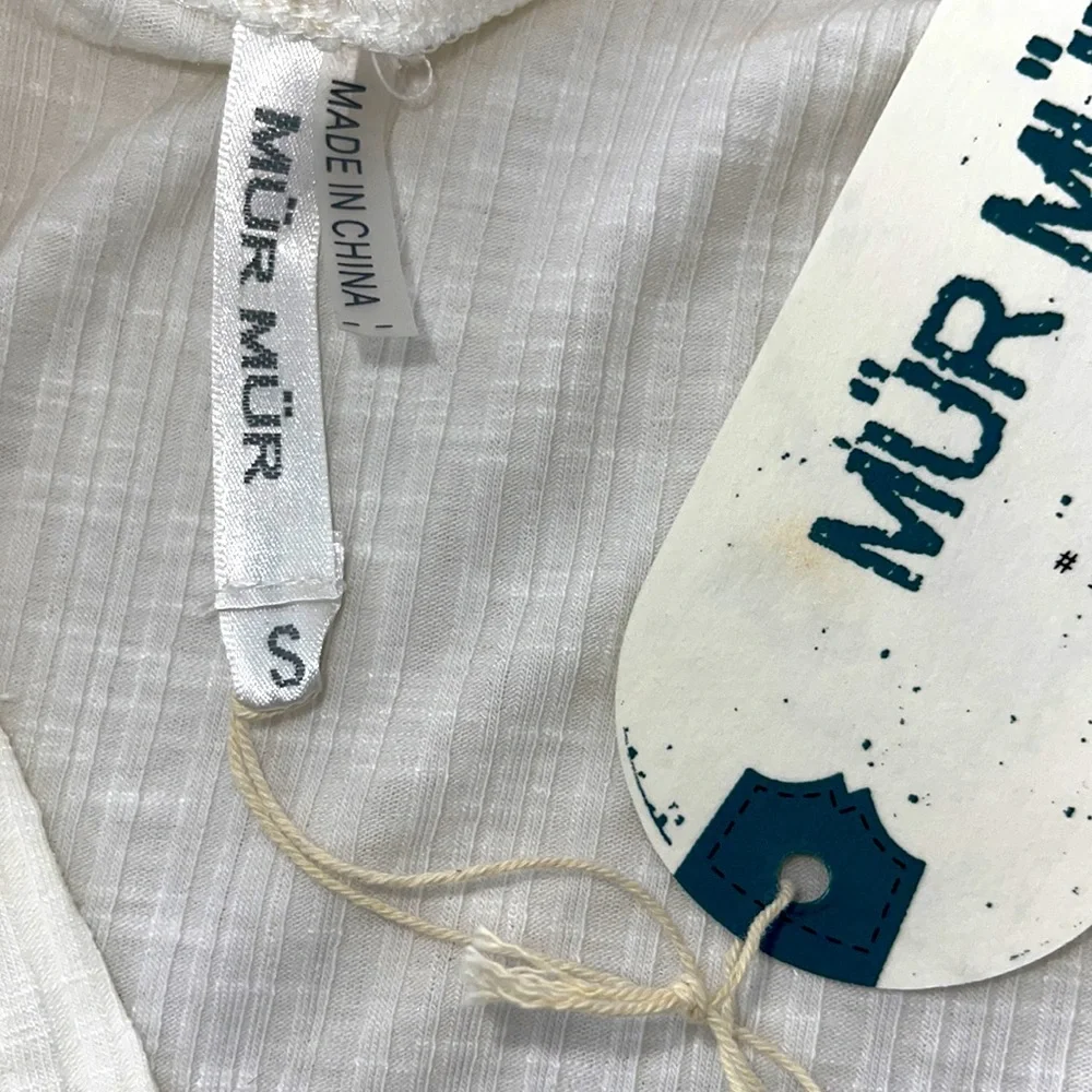 NEW Mur Mur Off-White Ribbed Short Sleeve Hooded Swimsuit Coverup - Picture 12 of 16